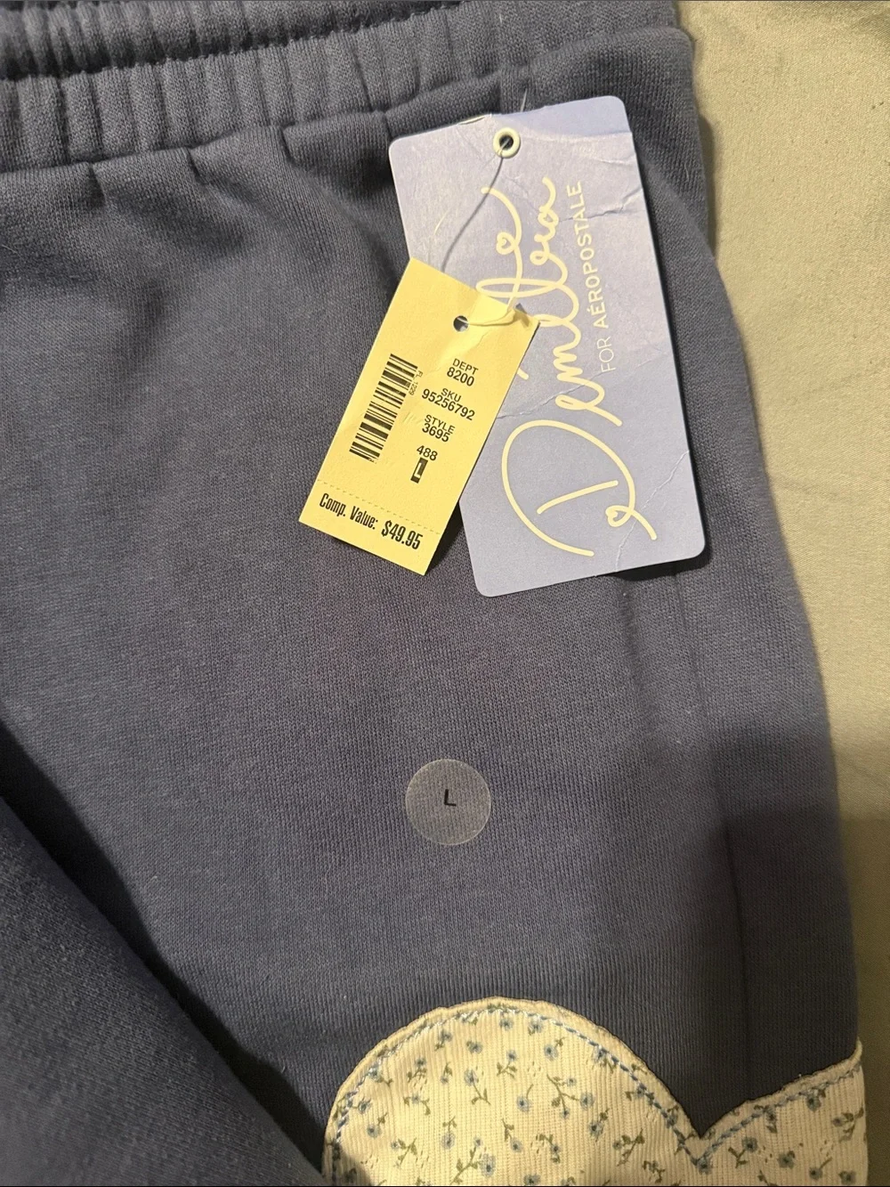 Demetra for Aeropostale Ditsy Blue and cream Heart Lounge Pants Set